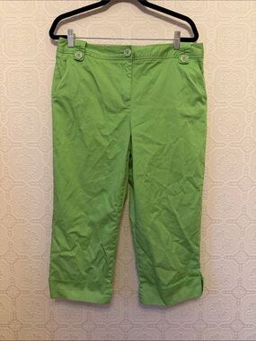 Versailles Bright Lime Green Crop Pants Size 14